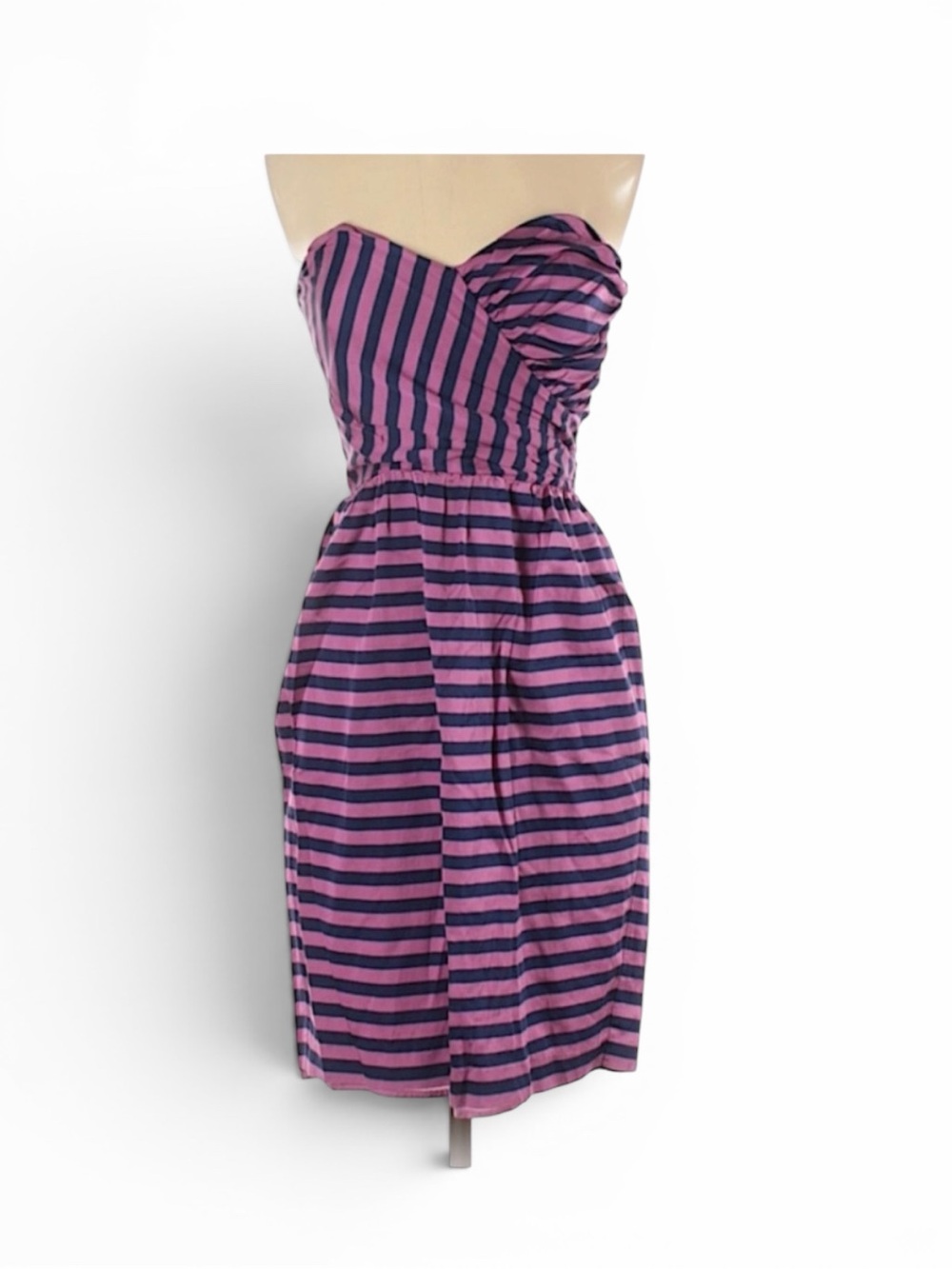 Anthropologie Corey Lynn Calter Strapless Pink and Navy Striped Dress